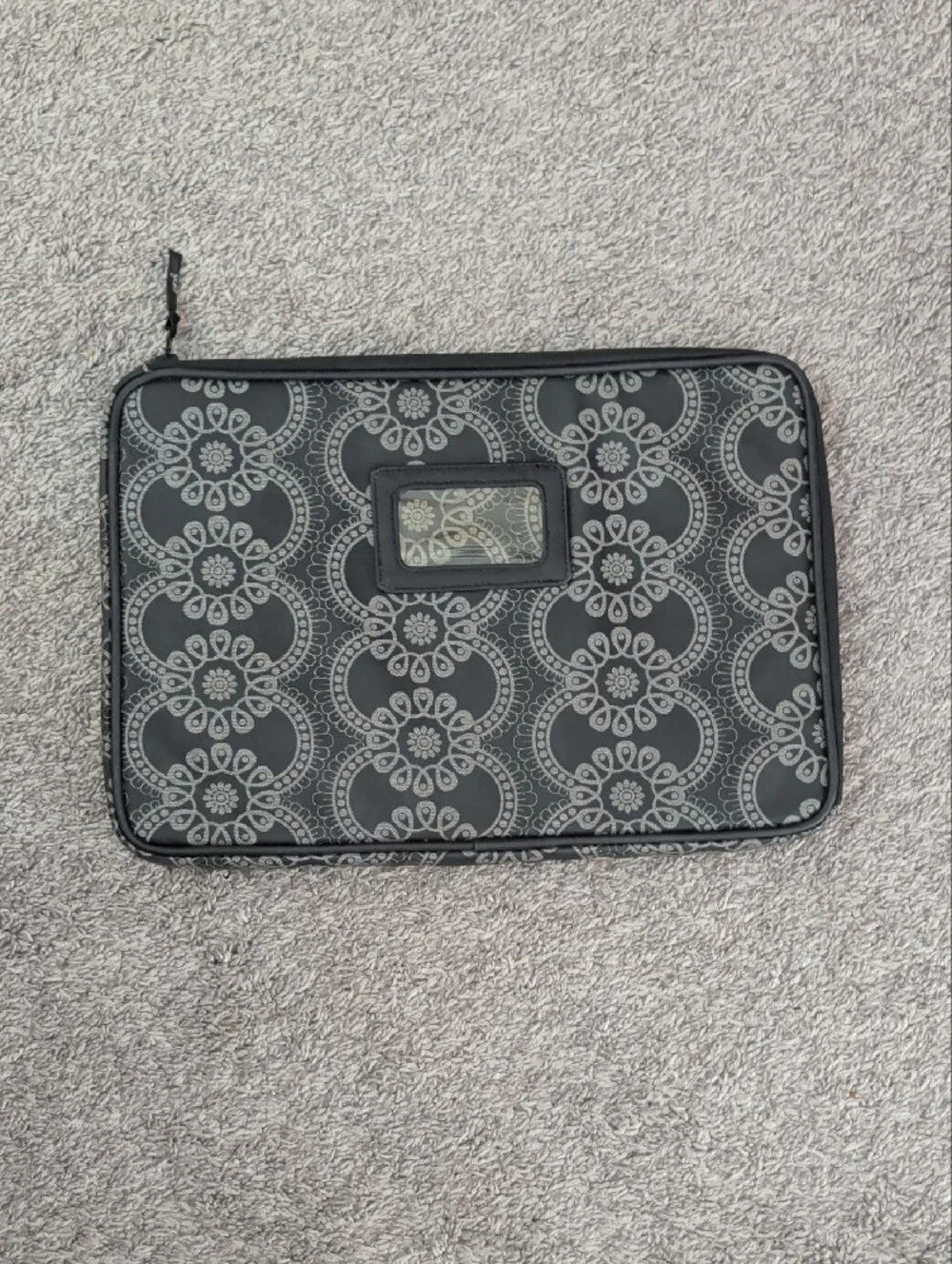Petunia Pickle Bottom Black with Gray Lace-Pattern Laptop Sleeve
